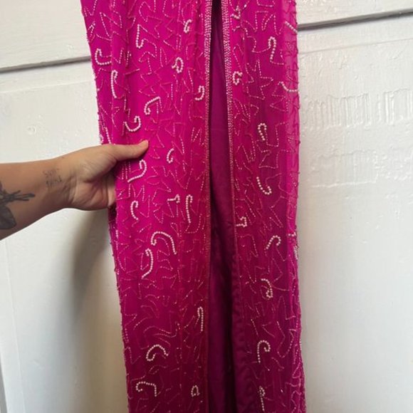 Vintage Pink Beaded Gown - Picture 4 of 6
